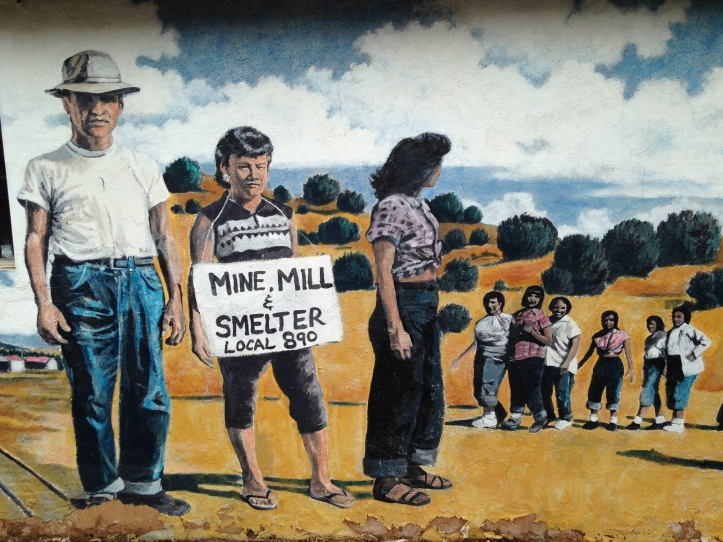 The mural, painted on the side of the former union hall of Mine-Mill Local 890, commemorates generations of labor activism in Southern New Mexico. Photo by David Correia 